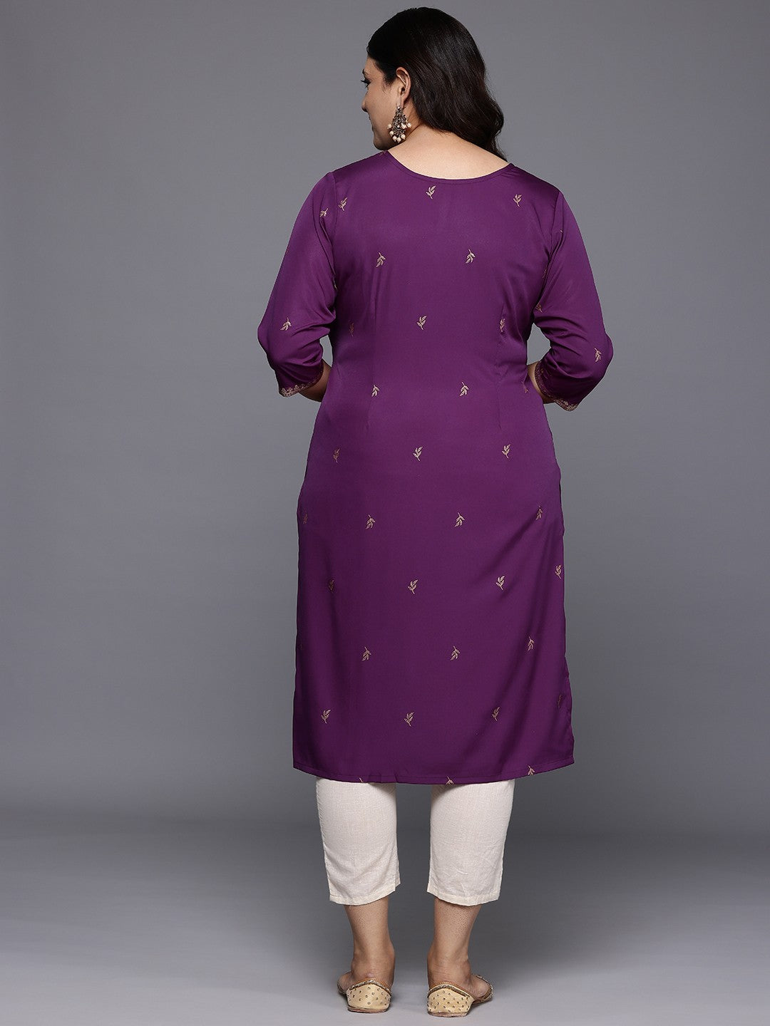 Plus Size Ethnic Motifs Crepe Indian Kurta for Women