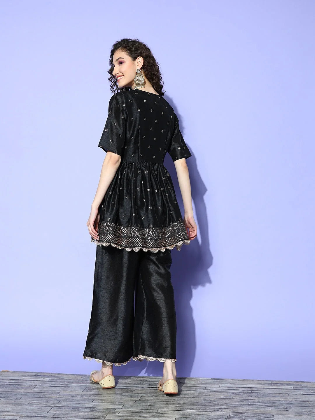 Black & Golden Printed Co ord Sets - Kurti and Palazzos Set