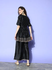 Black & Golden Printed Empire Gotta Patti Kurti with Palazzos-AHTUPZ-COMBO-440-FF