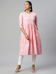 Pink Pure Cotton Printed Kurta-AHKUCOPG-966