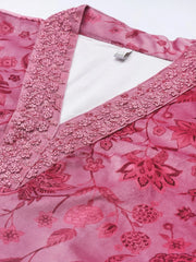 Floral Printed Sequinned Velvet Kurta with Trousers-AHKUPN-COMBO-1027