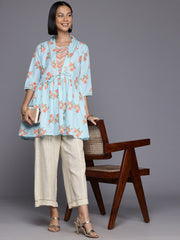 Floral Printed Square Neck Tunic-AHTUCNDP-8179