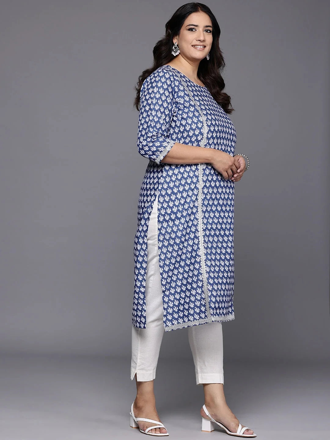 Cotton Gotta Patti Indian Kurta - Plus Size Ladies Kurtas