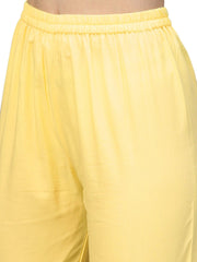Women's Cotton Blend Yellow Glitter Print Kurta Sharara Set With Dupatta-AHKUDUGH-Combo-131