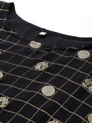 Plus Size Checked Cape Sleeves Layered Ethnic Gown-AP-AHEDCFFP-238