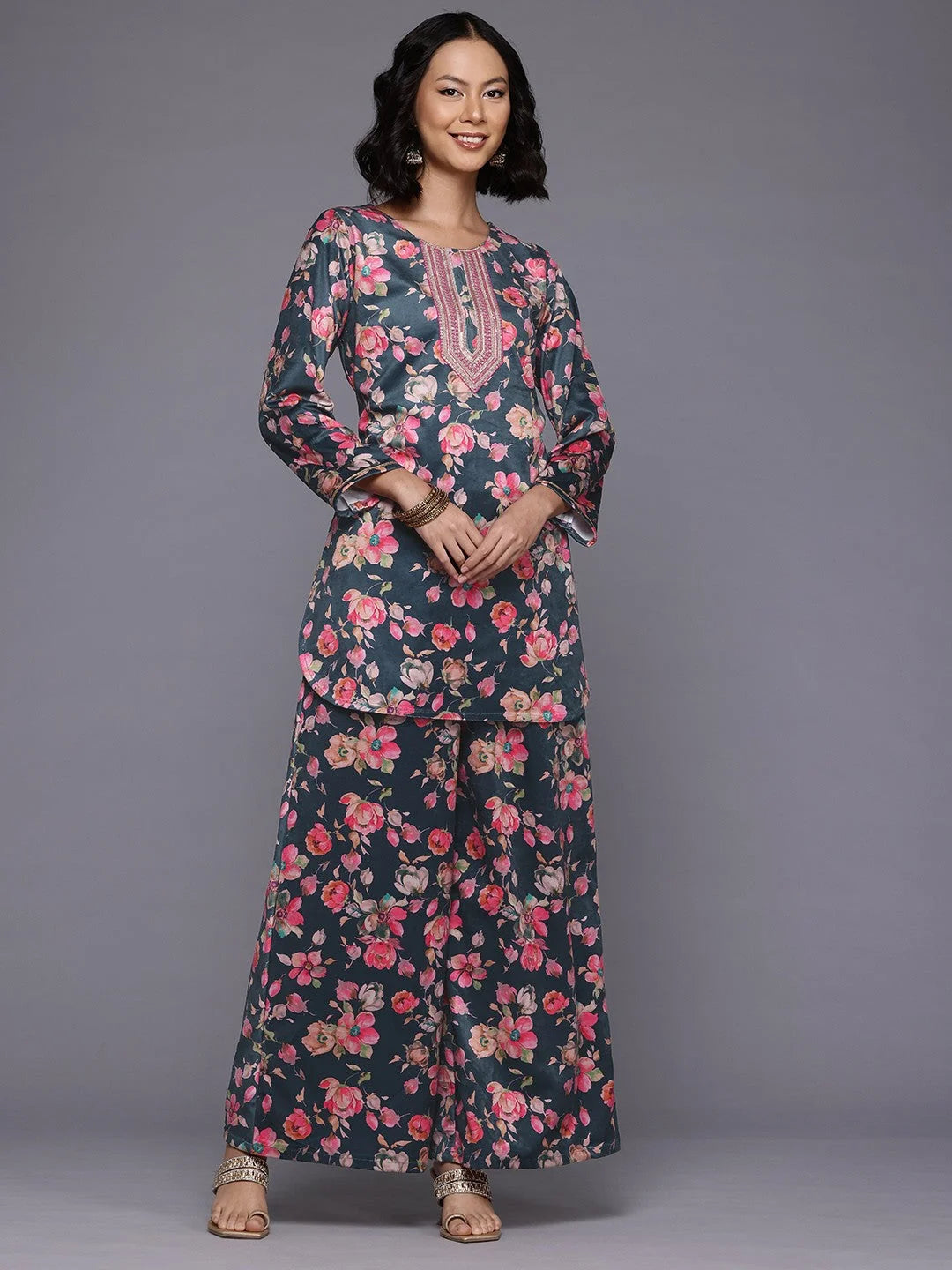Floral Velvet Co Ord Sets for Women - Stylish Two Piece Sets