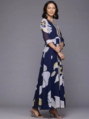 Floral Printed Sequinned Ethnic Gown-AHEDGRDP-235