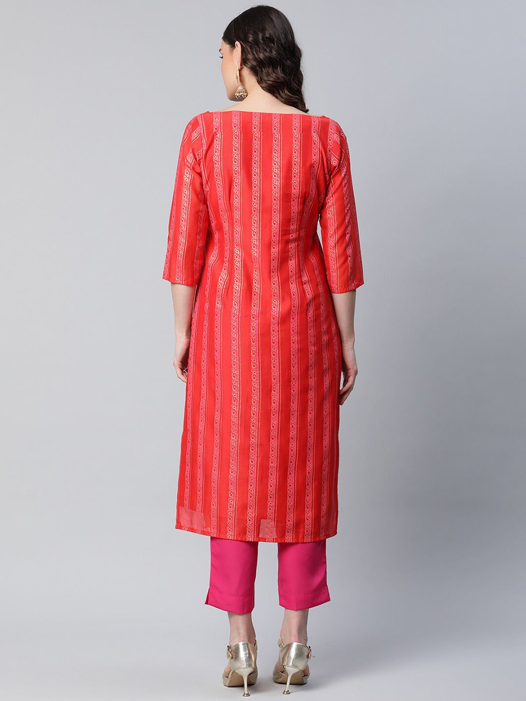 Red Striped Women's Kurta Sets | Stylish Indian Kurta Sets