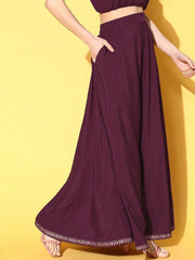 Women Flared Maxi Skirt-AHSKCR-15033