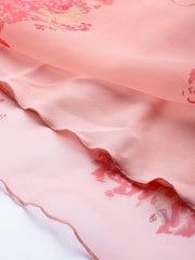 Floral Printed Gotta Patti Organza Ethnic Gown-AHEDORKHGP-256