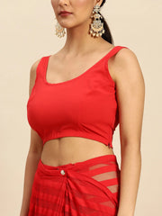 Red Striped Net Ready To Wear Saree-AHSRBL-SET-26
