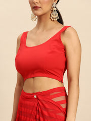 Red Striped Net Ready To Wear Saree-AHSRBL-SET-26