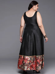 Plus Size Floral Printed Fit & Flare Maxi Ethnic Dress-AP-AHEDPSDP-149