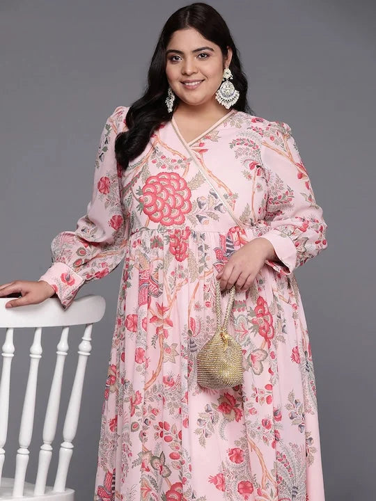 Plus Size Floral Wrap Maxi Dress | Shop Indian Dresses