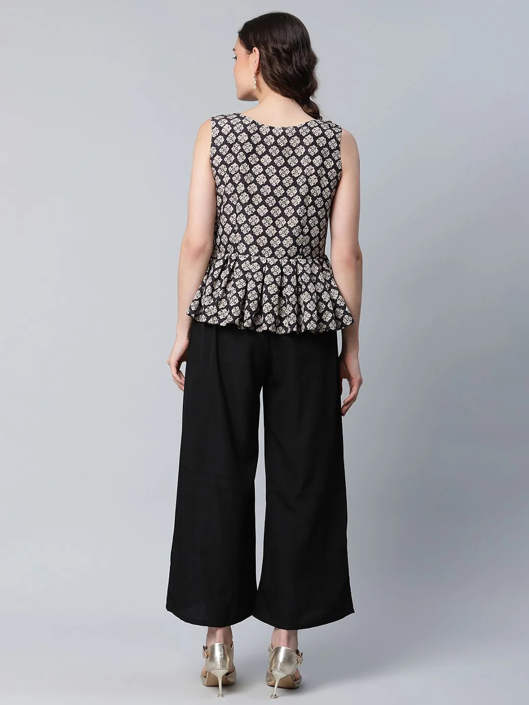 Black Digital Printed Top & Palazzo Set | Co Ord Sets for Women