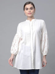 Off White Pure Cotton Printed Tunic-AHTUCOPG-8060