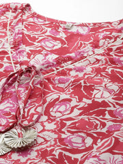 Plus Size Floral Printed Puff Sleeves Pure Cotton Maxi Ethnic Dress-AP-AHEDCOWX-237