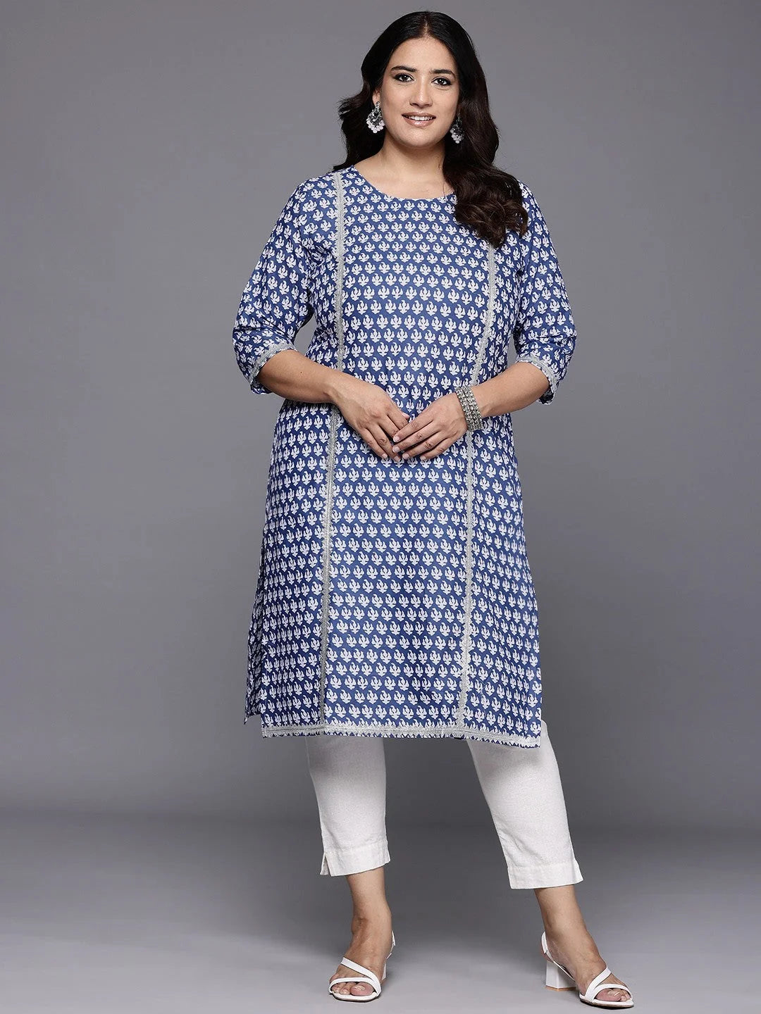 Cotton Gotta Patti Indian Kurta - Plus Size Ladies Kurtas
