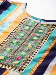 Striped Gotta Patti Velvet Kurta-AHKUVLDP-1040