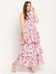 Women's White Rayon Digital Floral Print Sharara Set with Dupatta-AHKUDUSH-COMBO-398-FF