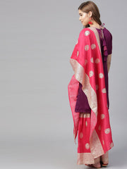 Women's Purple Poly Silk Solid Red Printed Sharara Set With Dupatta-AHKUDUGH-Combo-98