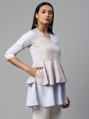 Lavender Printed Tunic-AHTUCRKPGP-8054