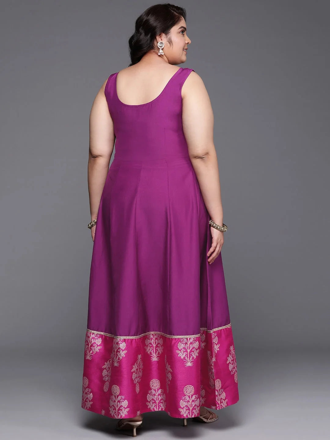 Plus Size Printed Fit & Flare Maxi Indian Dress | Shop Online