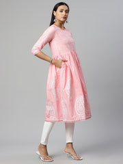 Pink Pure Cotton Printed Kurta-AHKUCOPG-966
