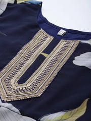 Floral Printed Sequinned Ethnic Gown-AHEDGRDP-235