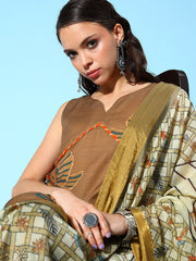 Brown Pure Cotton Blend Digital Printed Kurta Palazzo Set With Dupatta-AHKUDUPZ-COMBO-512-FF