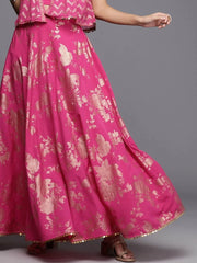 Printed Flared Maxi Skirt-AHSKCRSP-15031