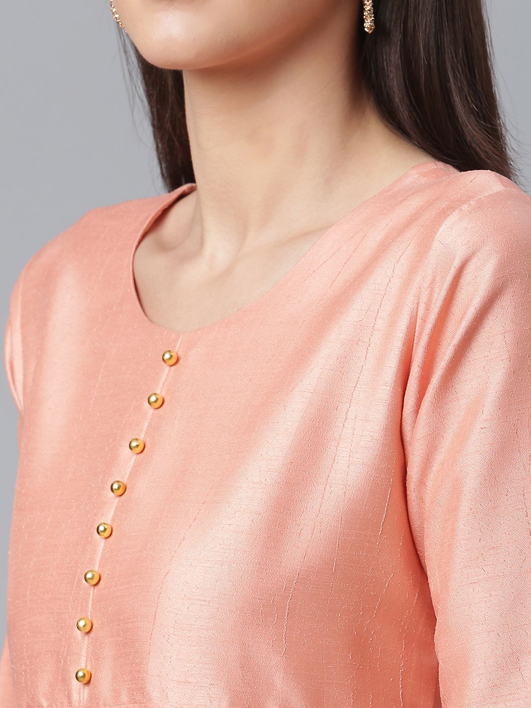 Peach Kurta With Dupatta Set - Women's Indian Kurta Sets