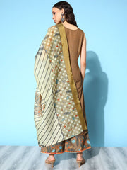 Brown Pure Cotton Blend Digital Printed Kurta Palazzo Set With Dupatta-AHKUDUPZ-COMBO-512-FF