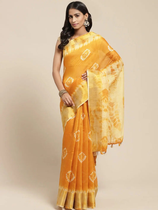 Mustard Printed Cotton Blend Saree-VSAR1194a-Standard 1080