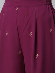 Wine & Orange Printed Kurta Palazzo Set With Printed Dupatta-AHKUDUPZ-COMBO-345