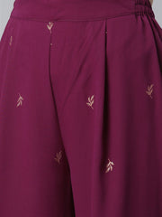 Wine & Orange Printed Kurta Palazzo Set With Printed Dupatta-AHKUDUPZ-COMBO-345