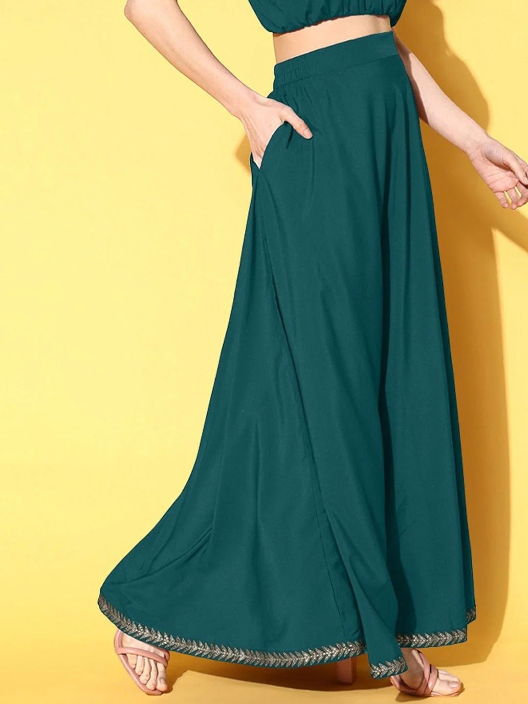 Solid Flared Maxi Skirt - Women's Ethnic and Traditional Skirts