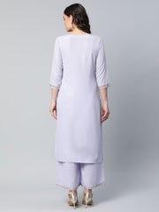 Powder Blue & Gold Printed Kurta Palazzo Set-AHKUPZ-COMBO-403