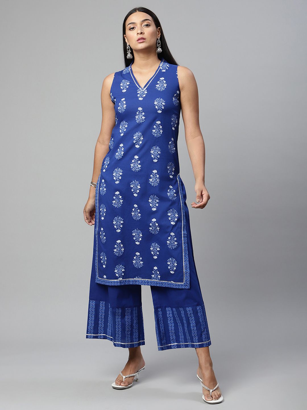 Indigo Blue Cotton Kurta Palazzo Set | Kurta and Palazzo Set