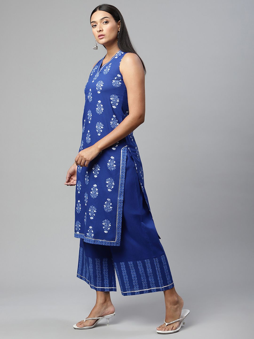 Indigo Blue Cotton Kurta Palazzo Set | Kurta and Palazzo Set