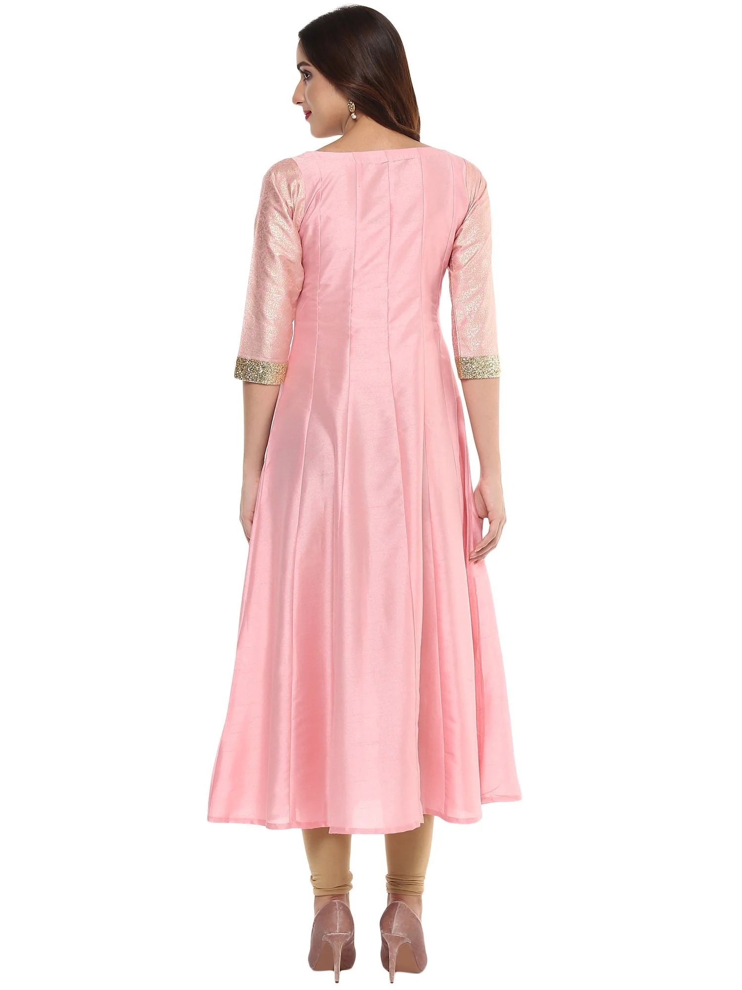 Pink Gold Print Indian Kurta: Stylish Kurtas for Women