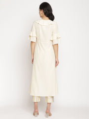 Off White Layered Kurta with Trousers-AHKUPN-COMBO-348-FF
