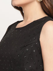 Black Net Glitter Print Top Skirt Set With Dupatta-AHTPDUSK-COMBO-399-FF