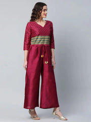 Burgundy Printed Jumpsuit-AHKUPSGP-898-FF