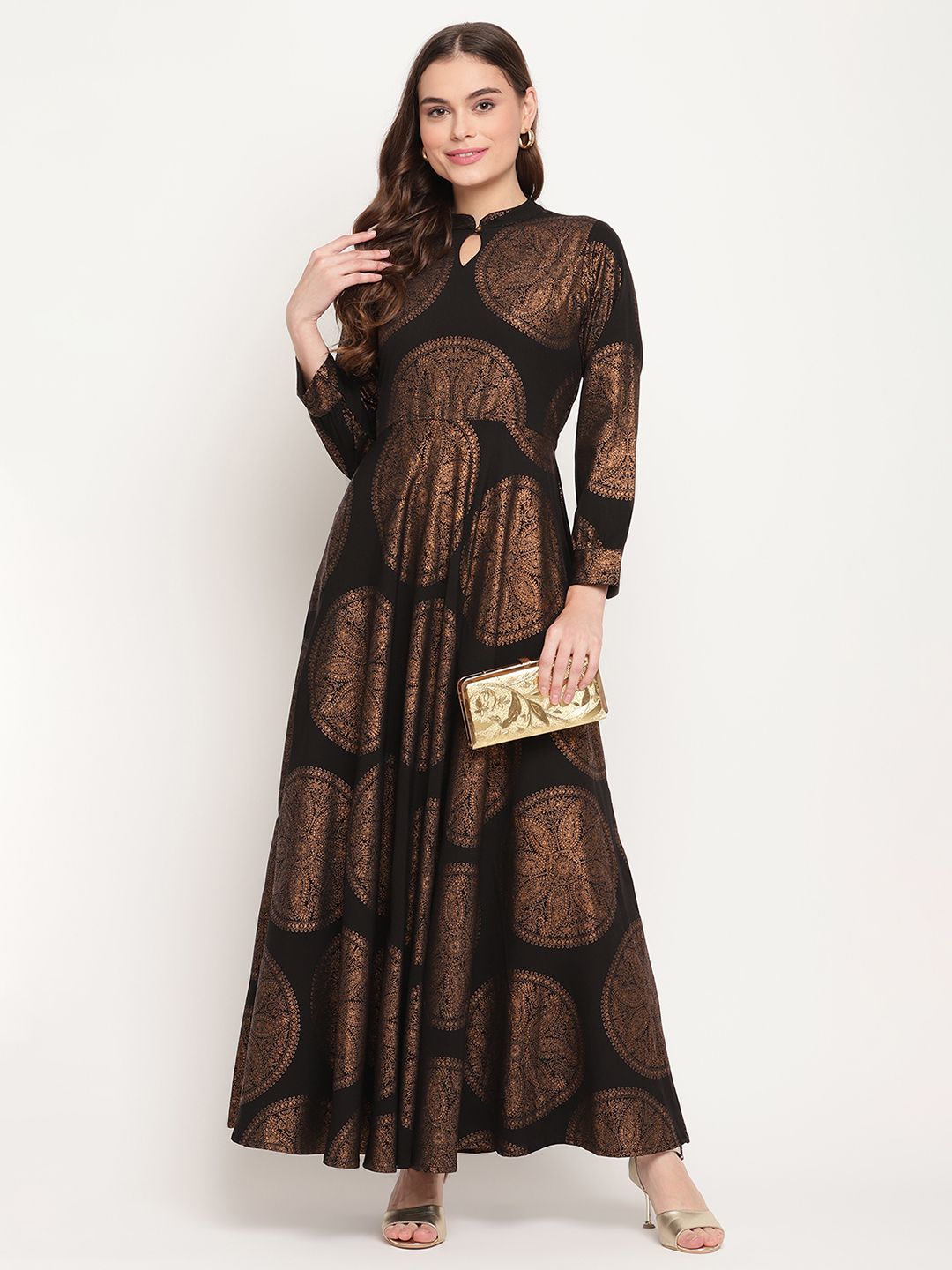 Black Copper Foil Print Dress | Women's Western Clothing Styles