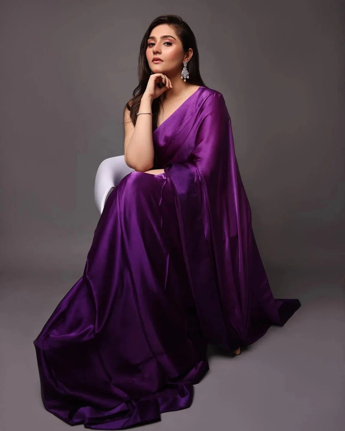 Purple Silk Blend Saree - Indian Sarees for Women