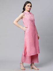 Light Pink Pure Cotton Printed Kurta Palazzo Set-AHKUPZ-COMBO-506