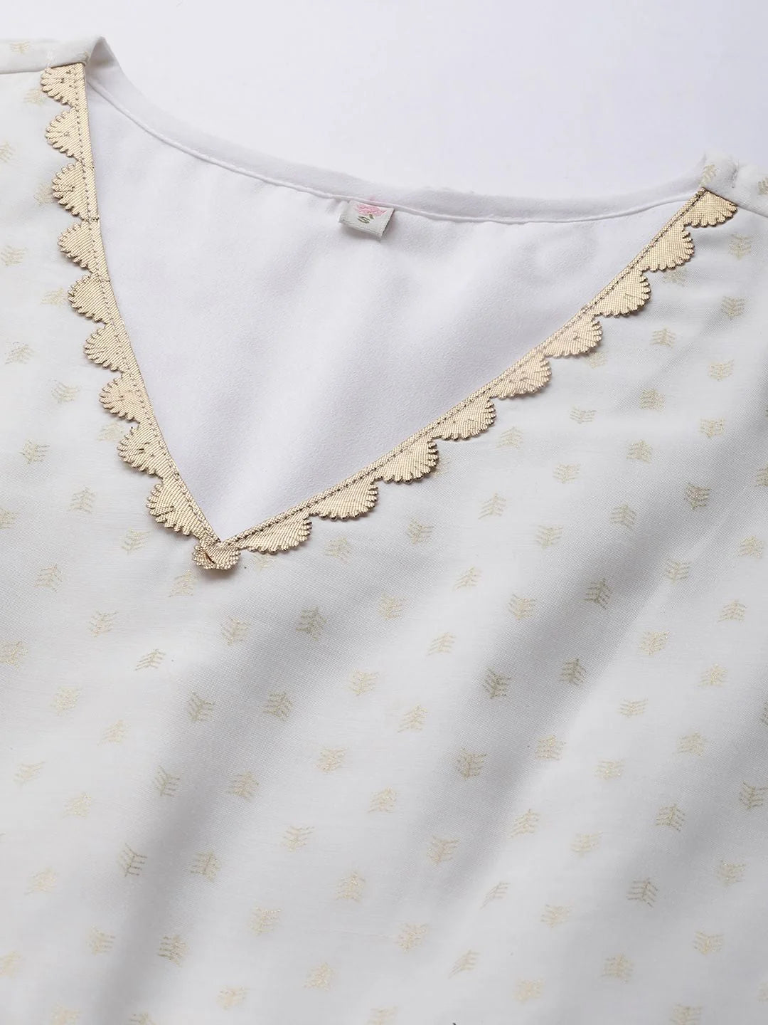 Off White Chanderi Gold Print Dress | Indian Dresses