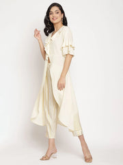 Off White Layered Kurta with Trousers-AHKUPN-COMBO-348-FF