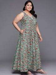 Silk V-Neck Ethnic Dresses-AP-AHEDPSDP-254